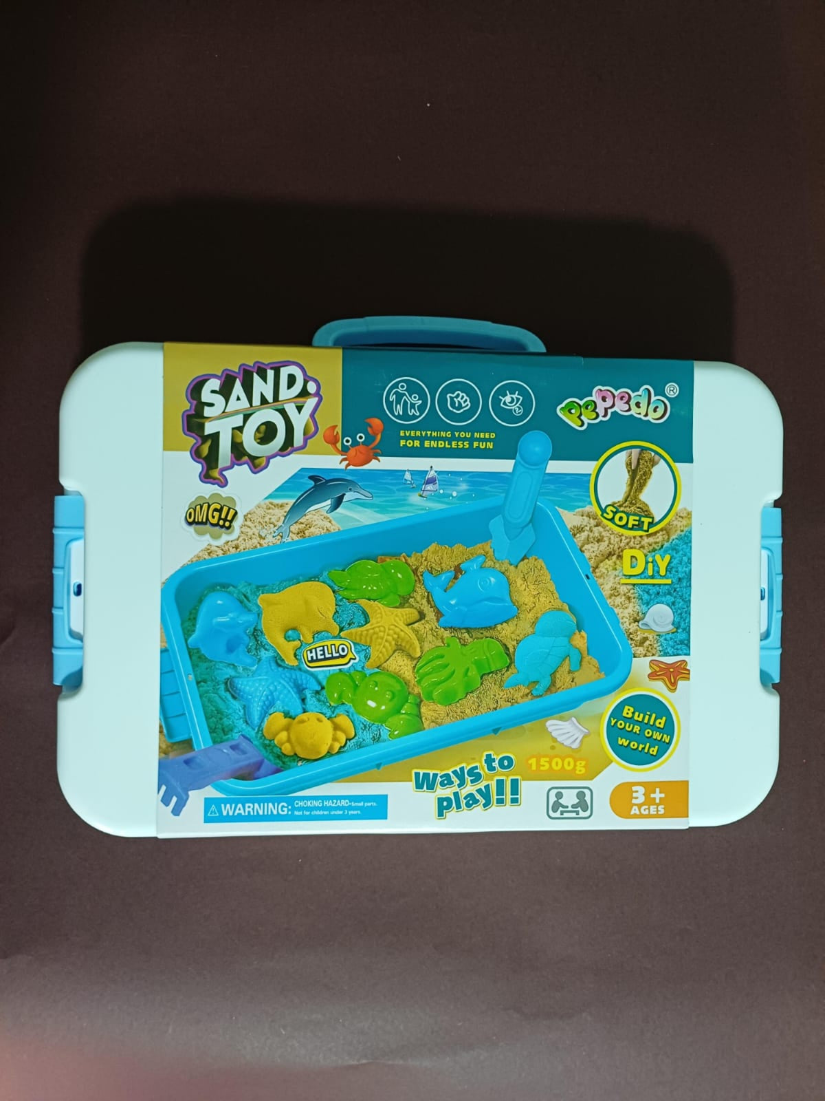Pepedo 1500g Kinetic Sand Play Set with Portable Storage Case  DIY Magic Sand Toy with Ocean Molds & Tools for Kids 3+