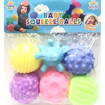 Colorful Baby Sensory Balls and Teether Set 6-Piece Soft