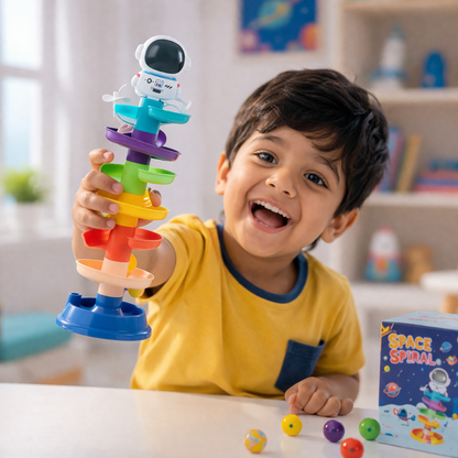 Colorful Stacking Bath Toy Water Run Astronaut Figure Fun Time