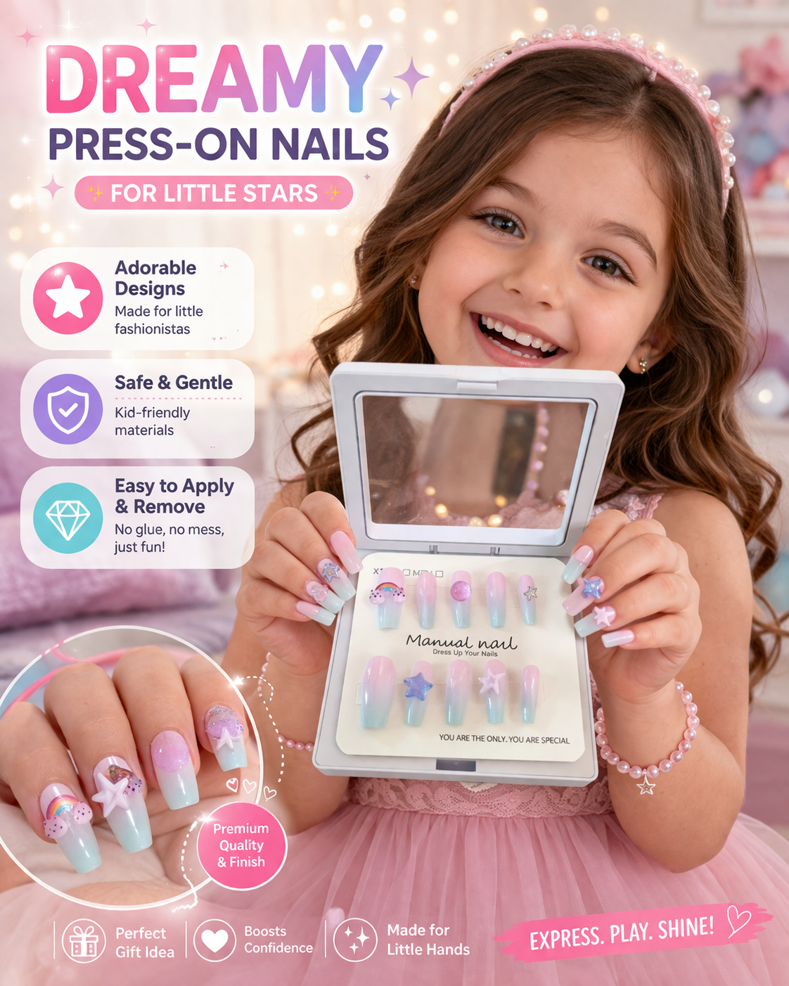 Pink Sparkle French Tip Press-On Nails