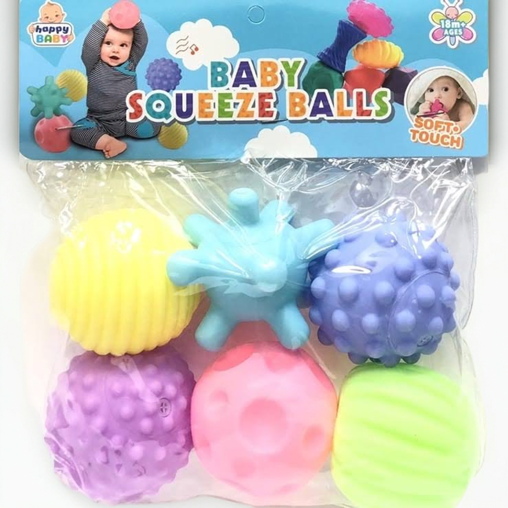 Colorful Baby Sensory Balls and Teether Set 6-Piece Soft