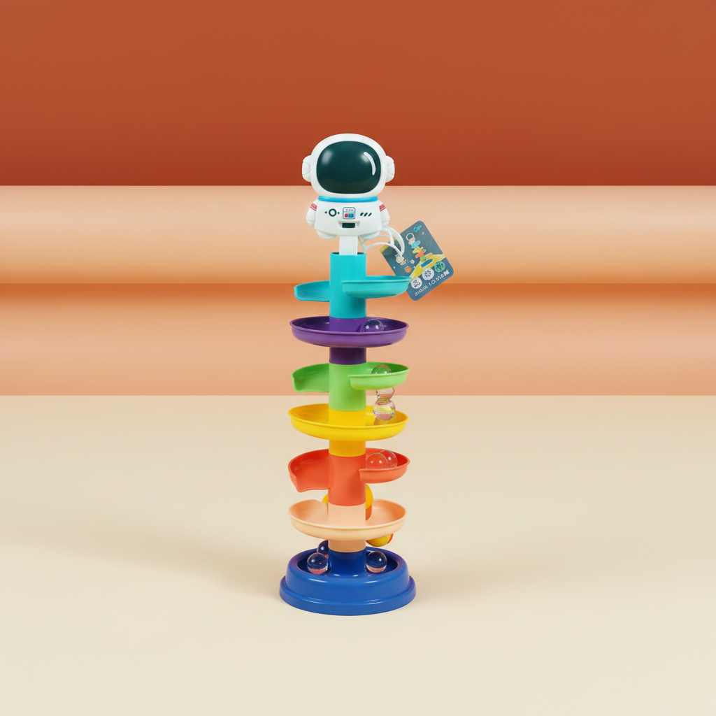 Colorful Stacking Bath Toy Water Run Astronaut Figure Fun Time