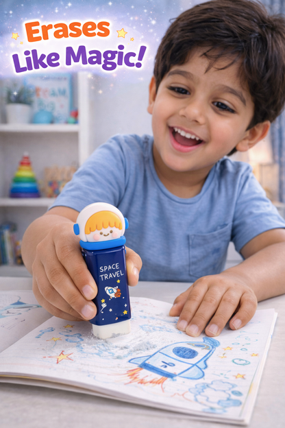 Cartoon-themed push-pull retractable erasers