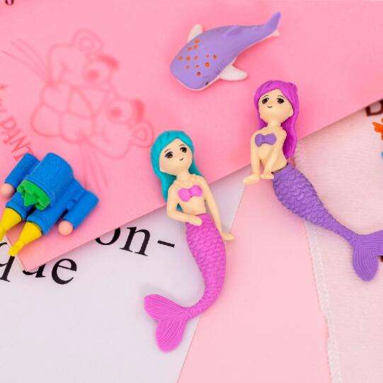 Mermaid Coral Ocean World Eraser Set Student Rubber