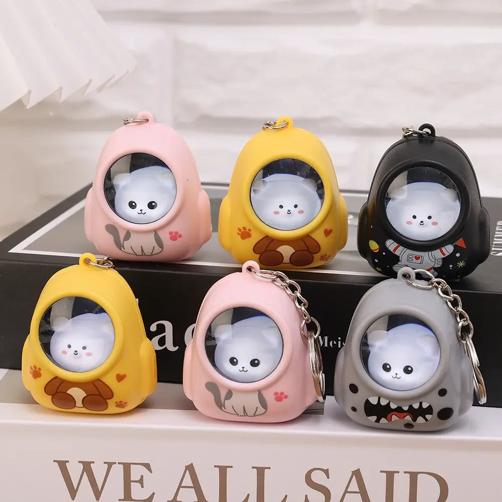 Luminous Capybara Space Capsule Keychain - Glow-in-the-Dark Cartoon Capibala Keyring for Backpacks & Gifts