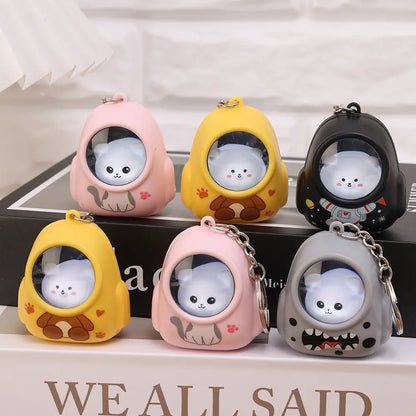Luminous Capybara Space Capsule Keychain - Glow-in-the-Dark Cartoon Capibala Keyring for Backpacks & Gifts