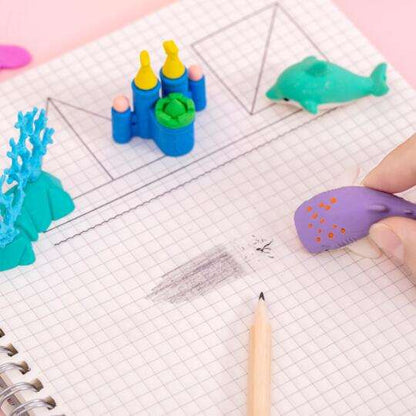 Mermaid Coral Ocean World Eraser Set Student Rubber