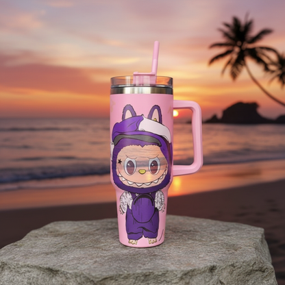 Labubu Inspired 1200ml Insulated Tumbler with Handle & Straw