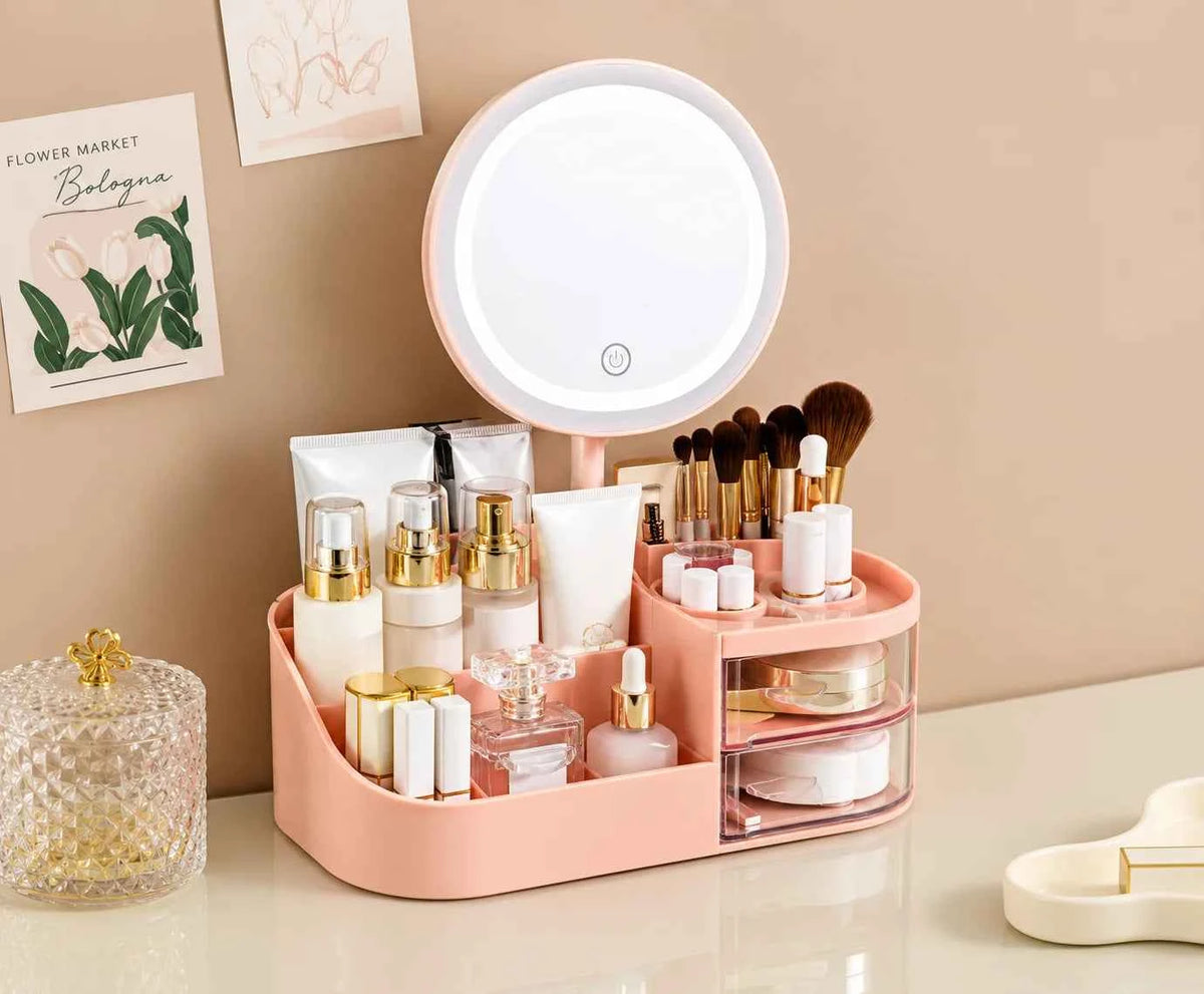Medium Pink Organizer With Mirror