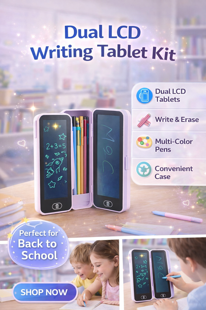 2-in-1 LCD Drawing Tablet & Pencil Case - Electronic Erasable Doodle Pad with Lock Screen, Portable Writing Board for School & Art (Model NO. 9500)