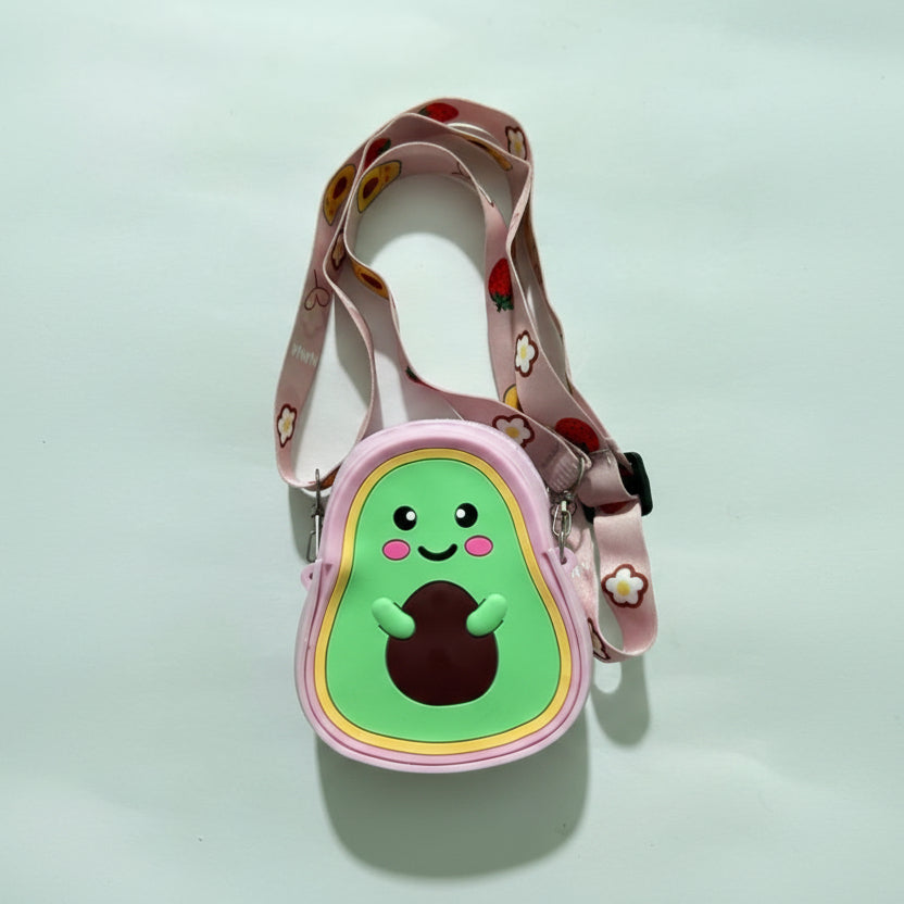 Cute Avocado Silicone Kids Crossbody Bag - Mini Cartoon Fruit Shoulder Purse with Adjustable Strap