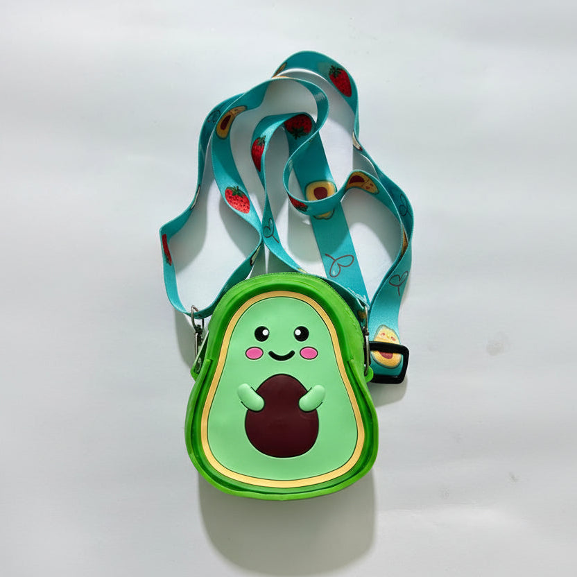 Cute Avocado Silicone Kids Crossbody Bag - Mini Cartoon Fruit Shoulder Purse with Adjustable Strap