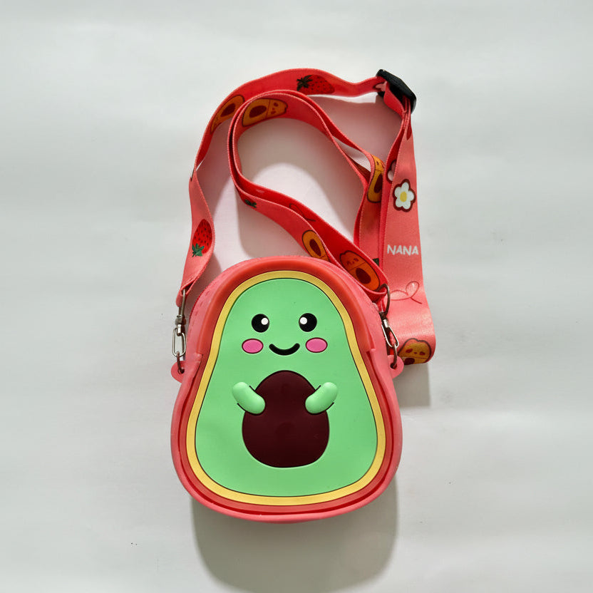 Cute Avocado Silicone Kids Crossbody Bag - Mini Cartoon Fruit Shoulder Purse with Adjustable Strap