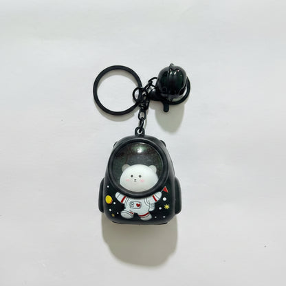 Luminous Capybara Space Capsule Keychain - Glow-in-the-Dark Cartoon Capibala Keyring for Backpacks & Gifts