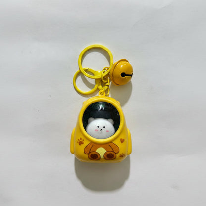 Luminous Capybara Space Capsule Keychain - Glow-in-the-Dark Cartoon Capibala Keyring for Backpacks & Gifts