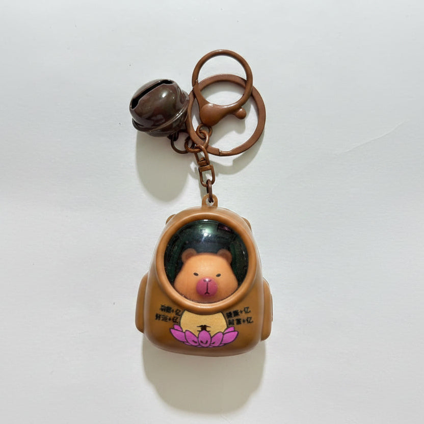 Luminous Capybara Space Capsule Keychain - Glow-in-the-Dark Cartoon Capibala Keyring for Backpacks & Gifts