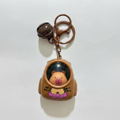 Luminous Capybara Space Capsule Keychain - Glow-in-the-Dark Cartoon Capibala Keyring for Backpacks & Gifts
