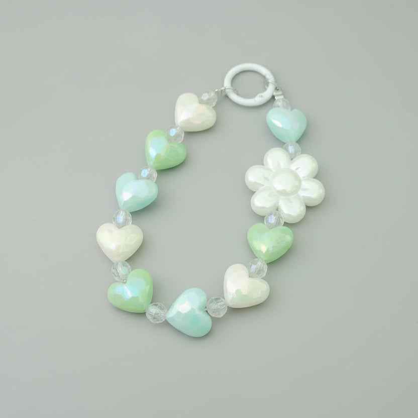 Aesthetic Beaded Phone Charm - Handmade Acrylic Keychain & Anti-Lost Wrist Lanyard for Women & Girls
