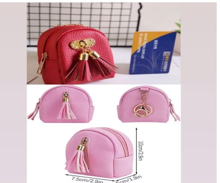 Mini Tassel Coin Pouch – Stylish Zipper Keychain Wallet