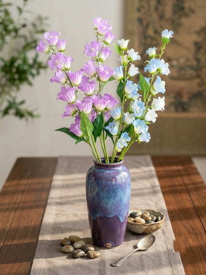 Artificial Purple & White Bellflower Stem for Vase