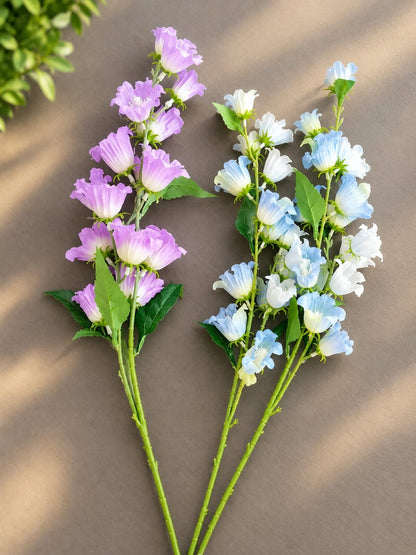 Artificial Purple & White Bellflower Stem for Vase
