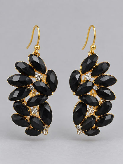 Black Crystal Cluster Hook Drop Earrings
