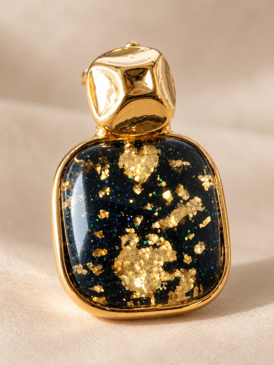 Black Gold-Flake Square Drop Earrings