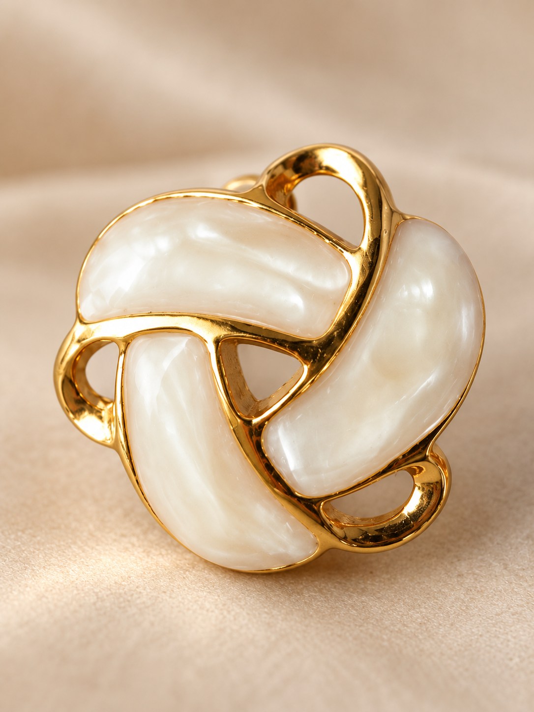 Cream Enamel Love-Knot Stud Earrings