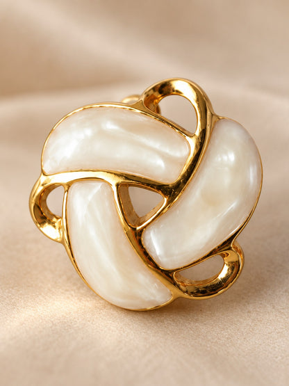 Cream Enamel Love-Knot Stud Earrings