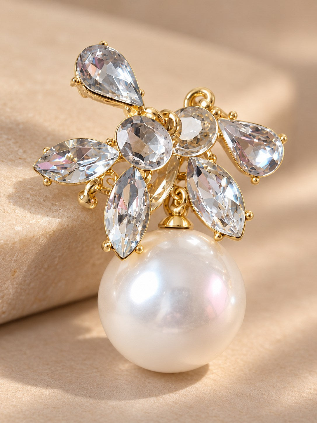 Crystal Bow & Pearl Drop Earrings