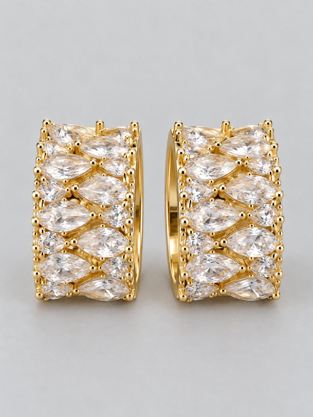 Marquise Crystal Wide Huggie Hoop Earrings