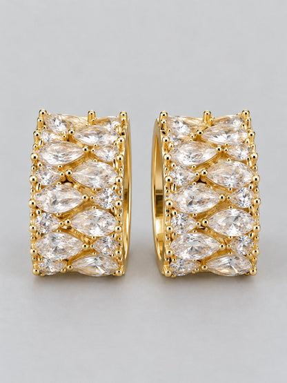 Marquise Crystal Wide Huggie Hoop Earrings