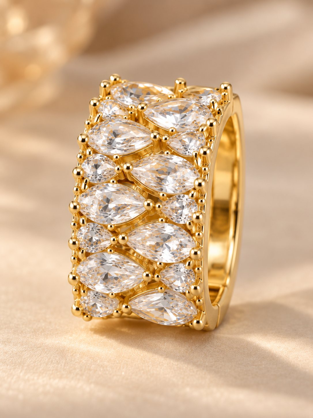 Marquise Crystal Wide Huggie Hoop Earrings