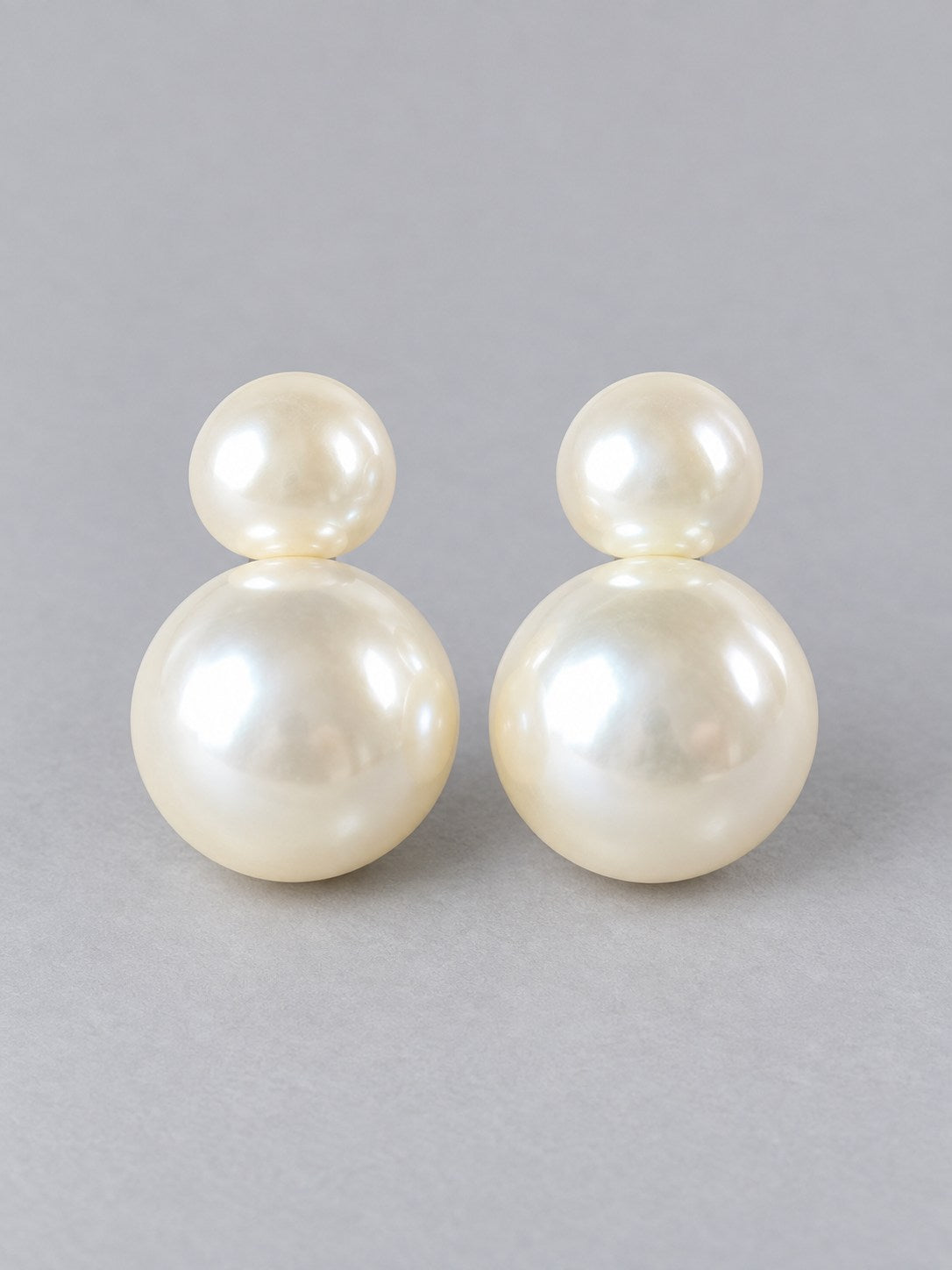 Classic Double Pearl Front-Back Stud Earrings