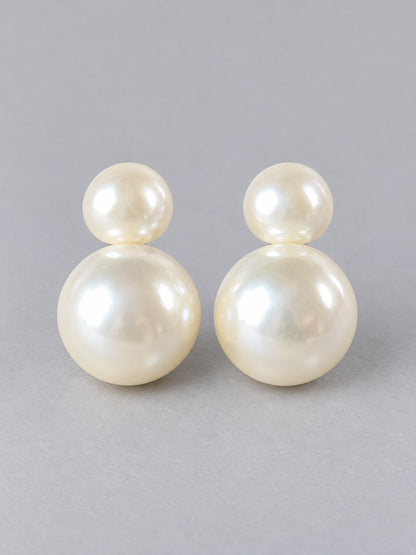 Classic Double Pearl Front-Back Stud Earrings