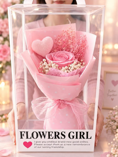 Pink Rose & Heart Mini Bouquet in Gift Box