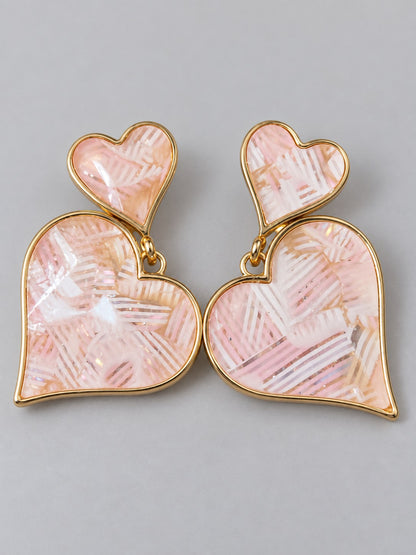 Blush Pink Shell Heart Drop Earrings