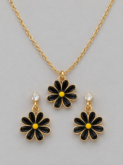 Enamel Daisy Necklace & Earring Set