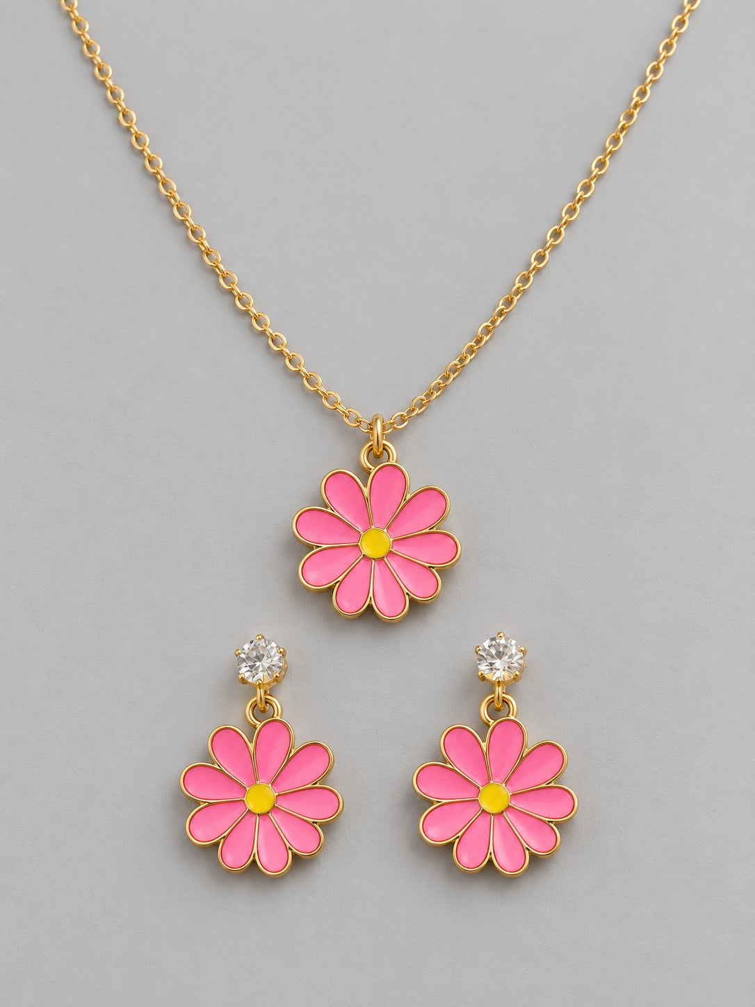 Enamel Daisy Necklace & Earring Set