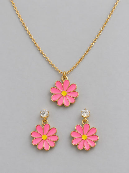 Enamel Daisy Necklace & Earring Set