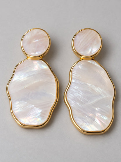 Mother-of-Pearl Organic Shell Drop Earrings