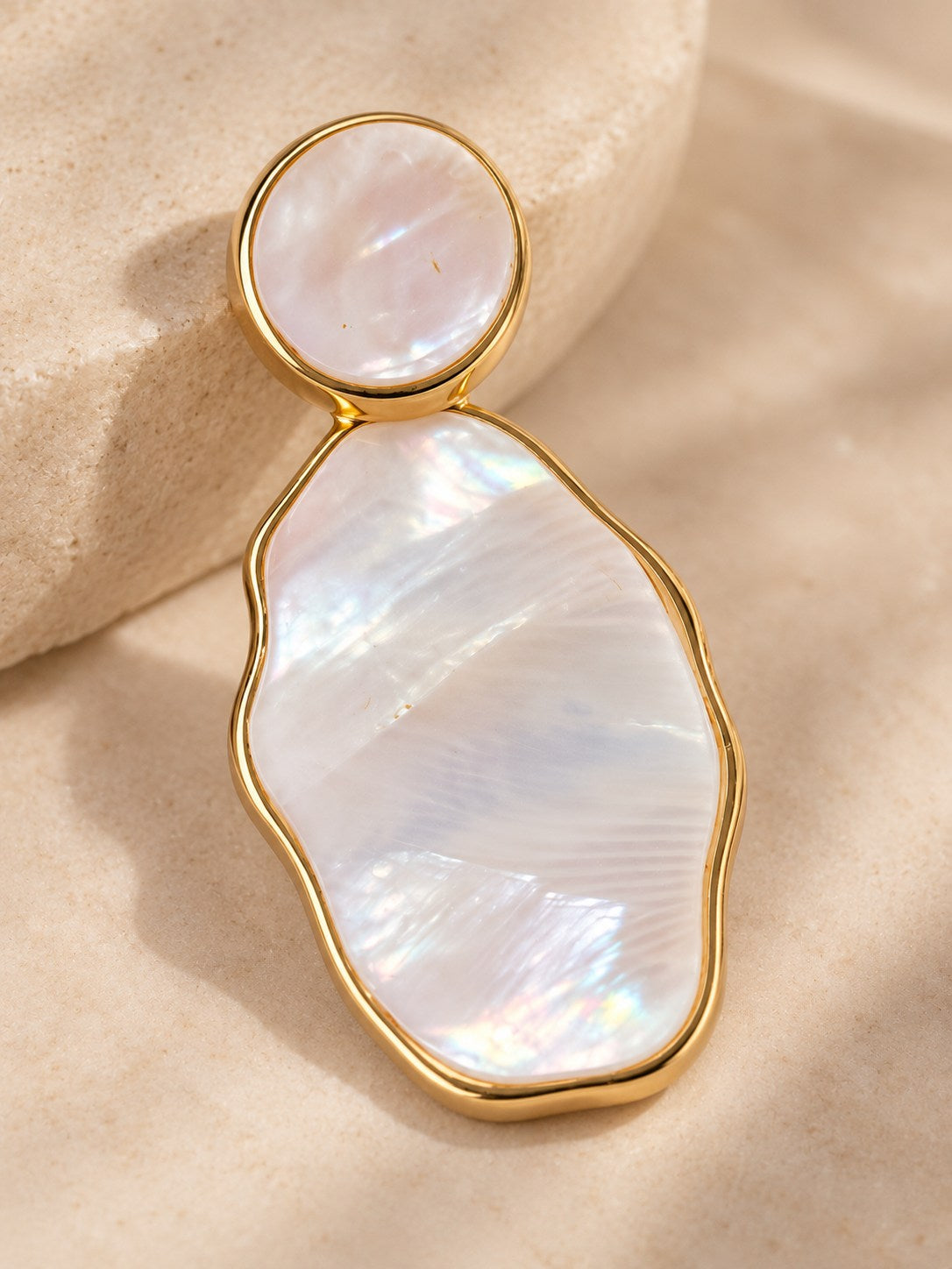 Mother-of-Pearl Organic Shell Drop Earrings