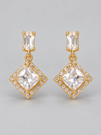 Crystal Rhombus Halo Drop Earrings