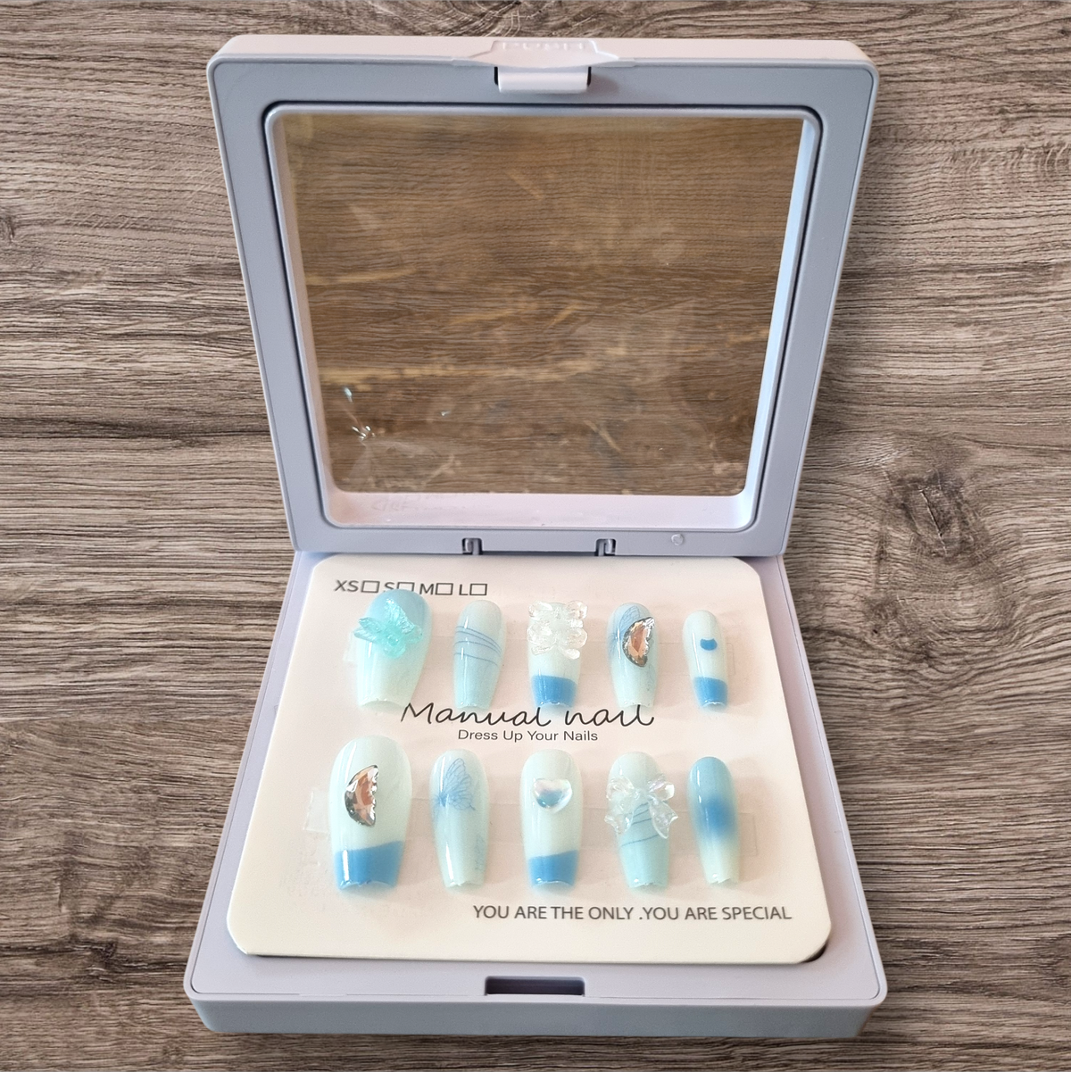 Light Blue French Tip Press-On Nails