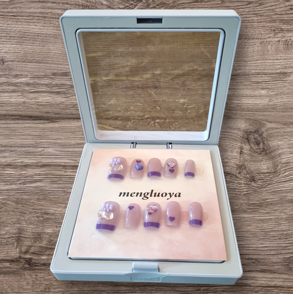 Purple Heart French Tip Press-On Nails