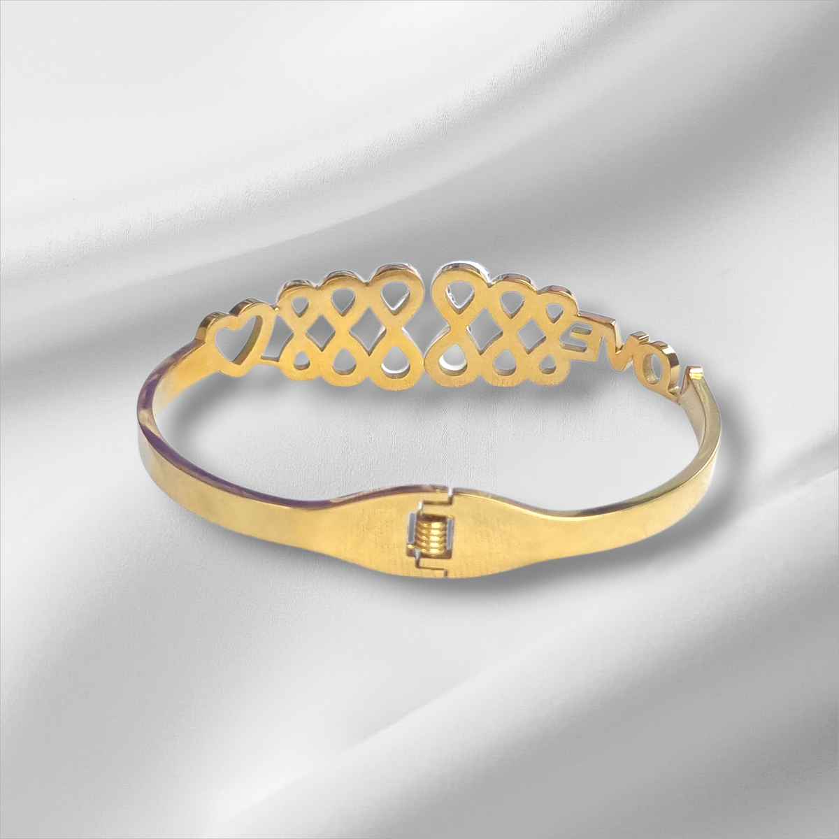 Gold Love Infinity Crystal Bangle Hinge Bracelet