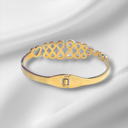 Gold Love Infinity Crystal Bangle Hinge Bracelet