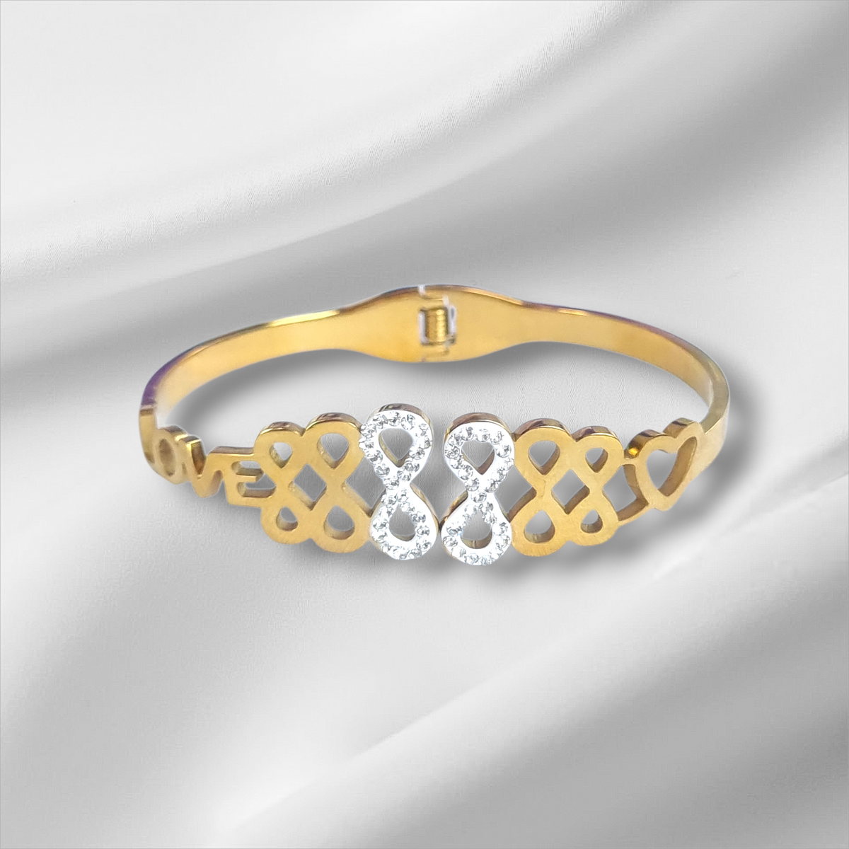 Gold Love Infinity Crystal Bangle Hinge Bracelet
