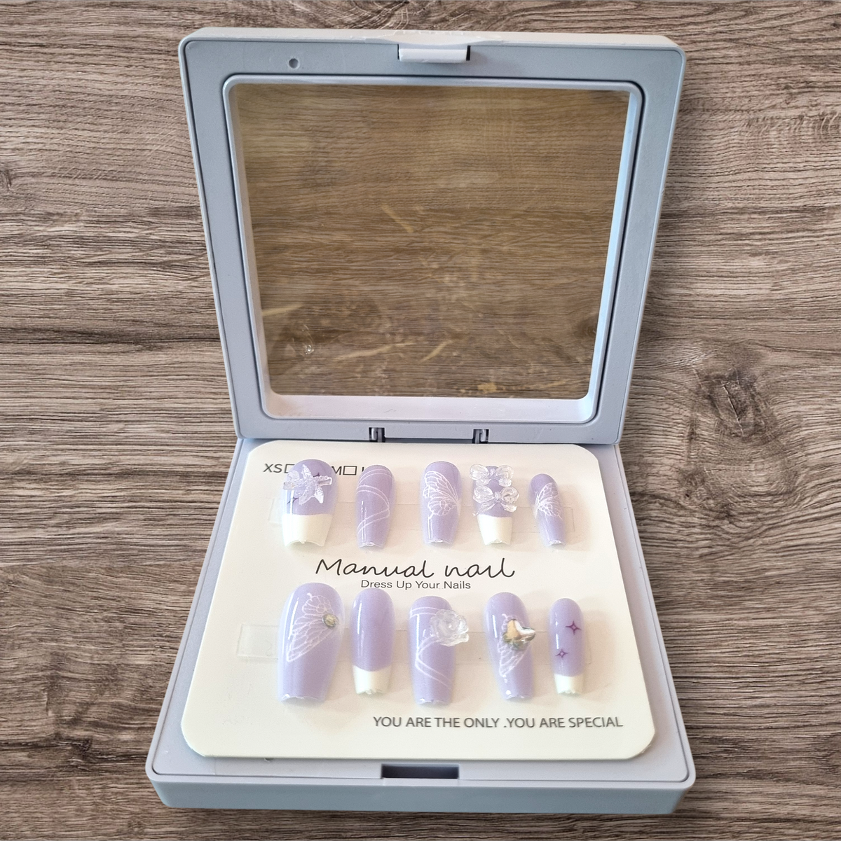 Lavender Butterfly French Tip Press-On Nails