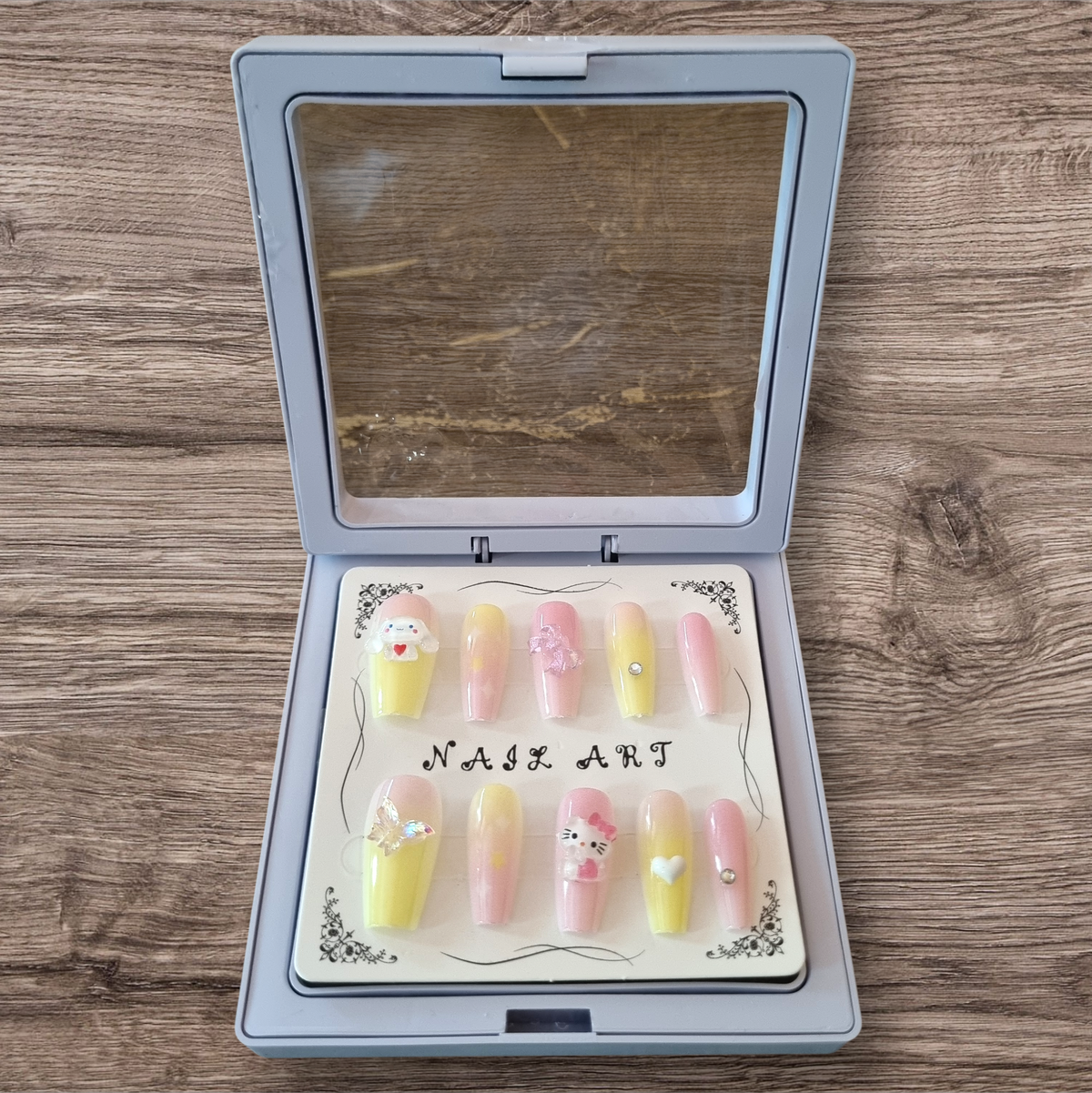 Yellow Pink Ombre French Tip Press-On Nails